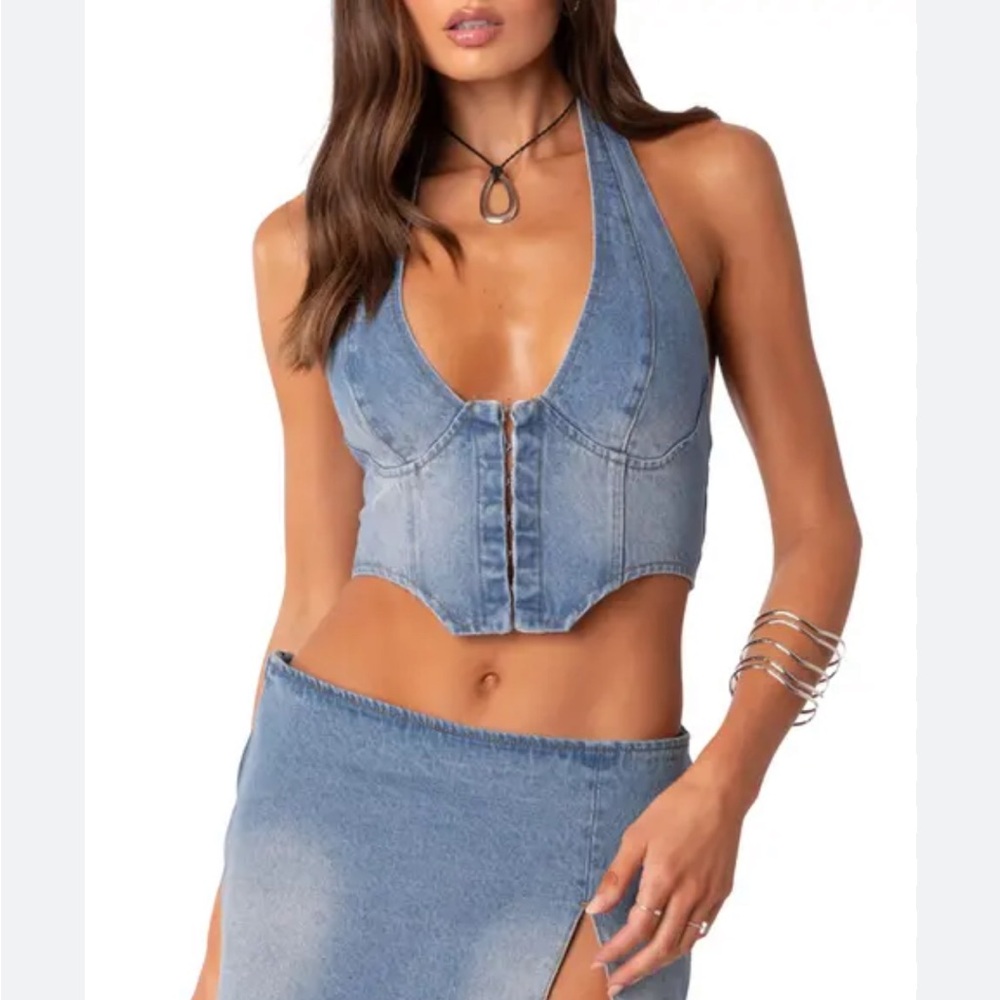 Edikted Light Blue Denim Apparel